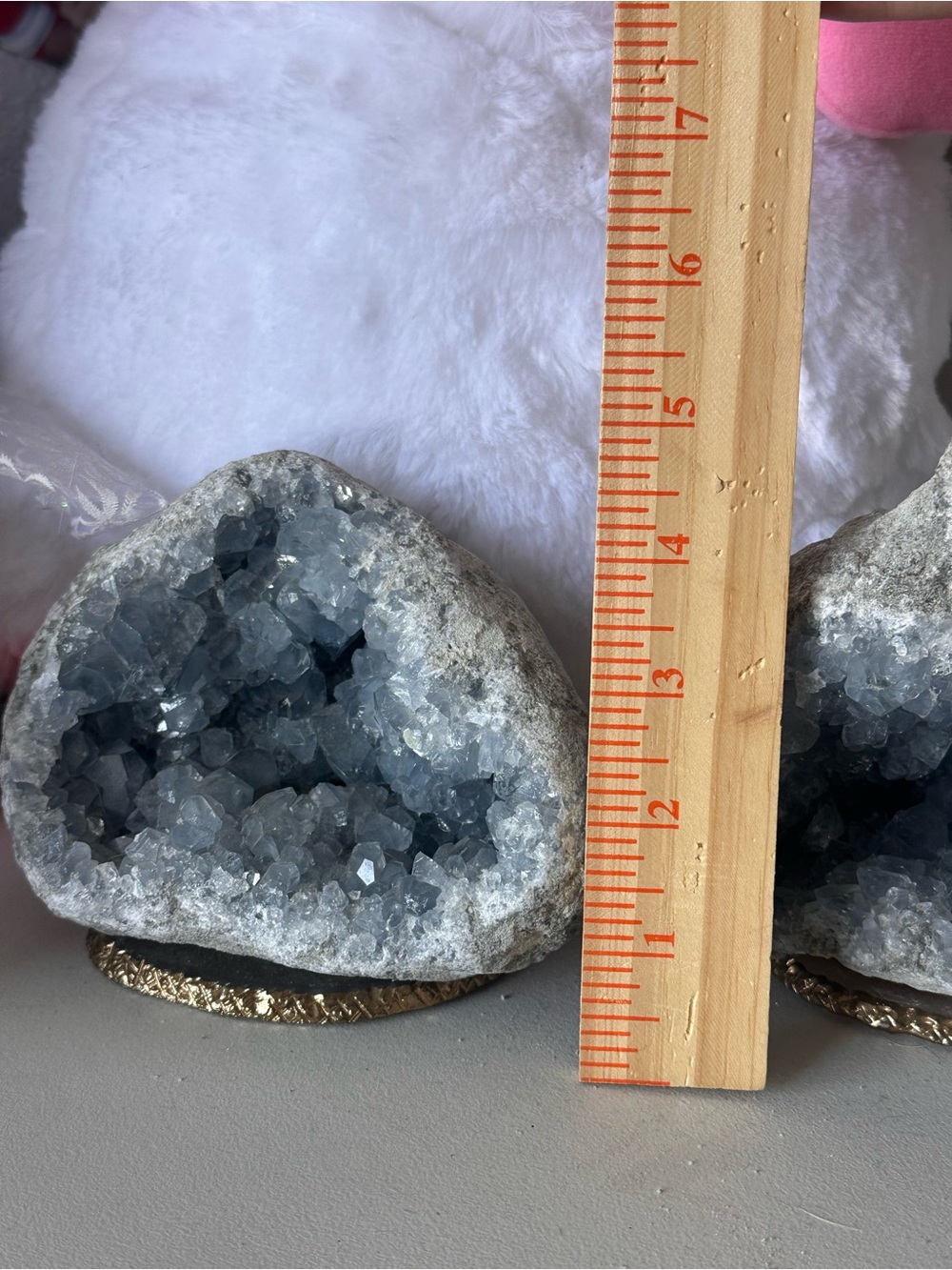 Celestite Geode Cluster - Pale Blue Crystal Display